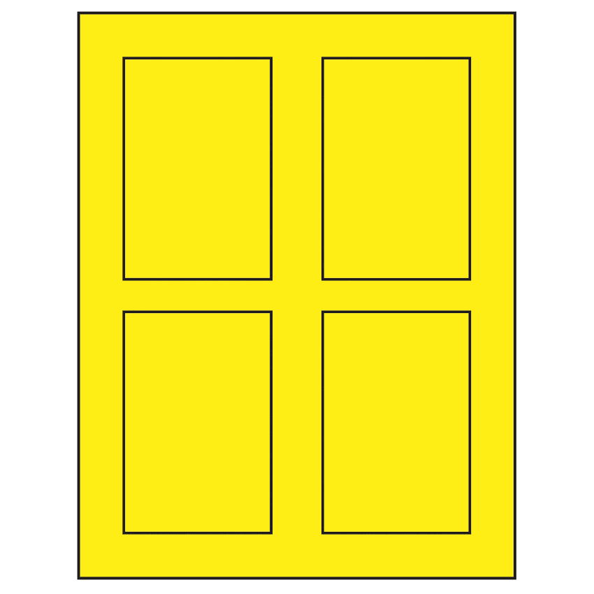 2.875" x 4.312" Fluorescent Yellow Rectangular Sheet Labels