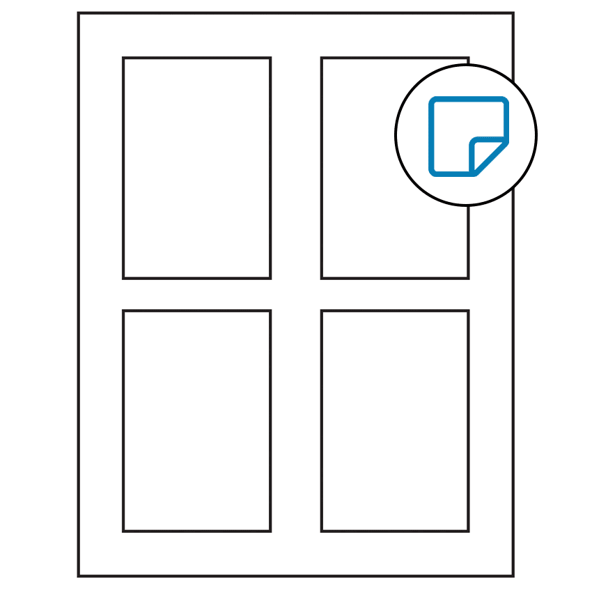 2.875" x 4.312" White Rectangular Sheet Labels - Removable Adhesive