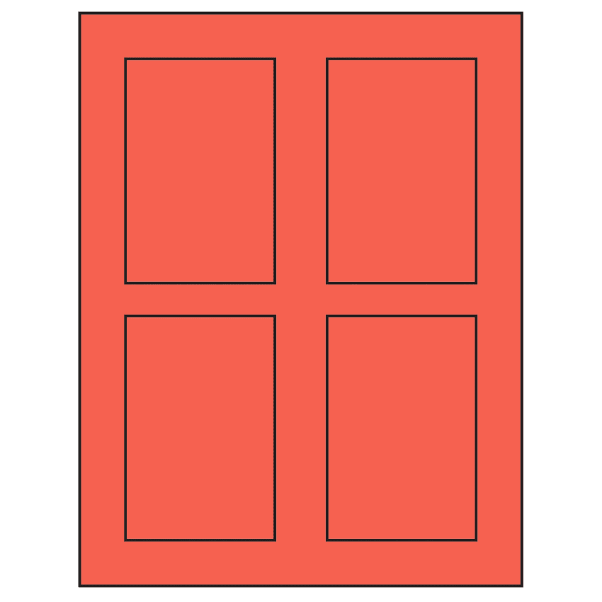 2.875" x 4.312" Red Rectangular Sheet Labels