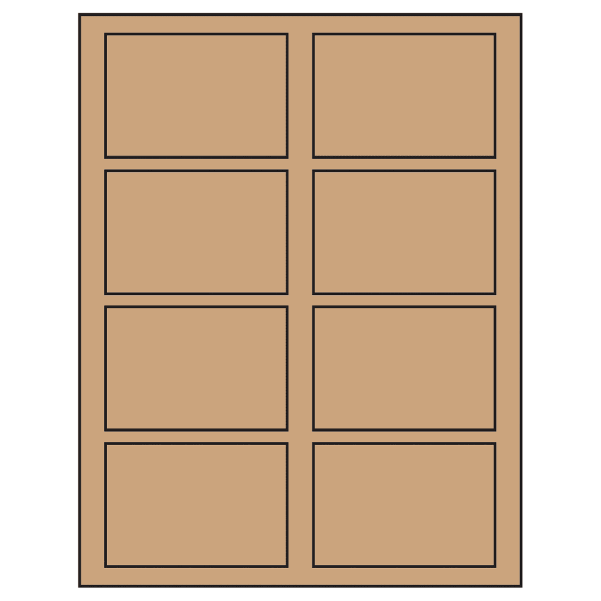 3.5" x 2.375" Brown Kraft Rectangular Sheet Labels