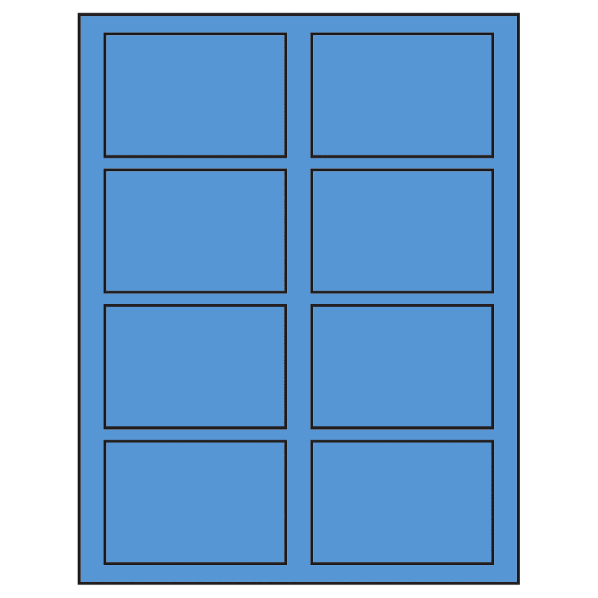 3.5" x 2.375" Fluorescent Blue Rectangular Sheet Labels
