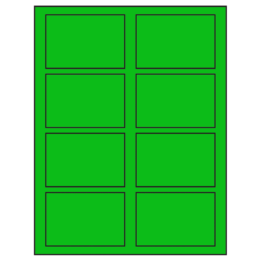 3.5" x 2.375" Fluorescent Green Rectangular Sheet Labels