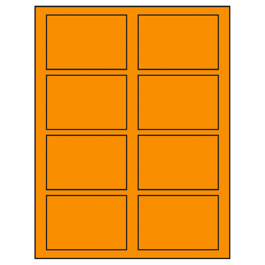 3.5" x 2.375" Fluorescent Orange Rectangular Sheet Labels