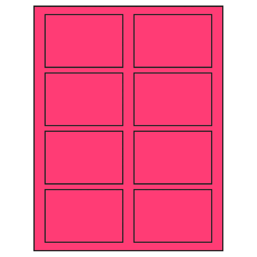 3.5" x 2.375" Fluorescent Pink Rectangular Sheet Labels