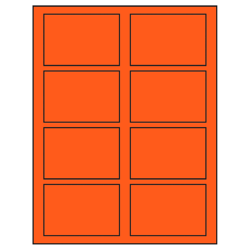 3.5" x 2.375" Fluorescent Red Rectangular Sheet Labels