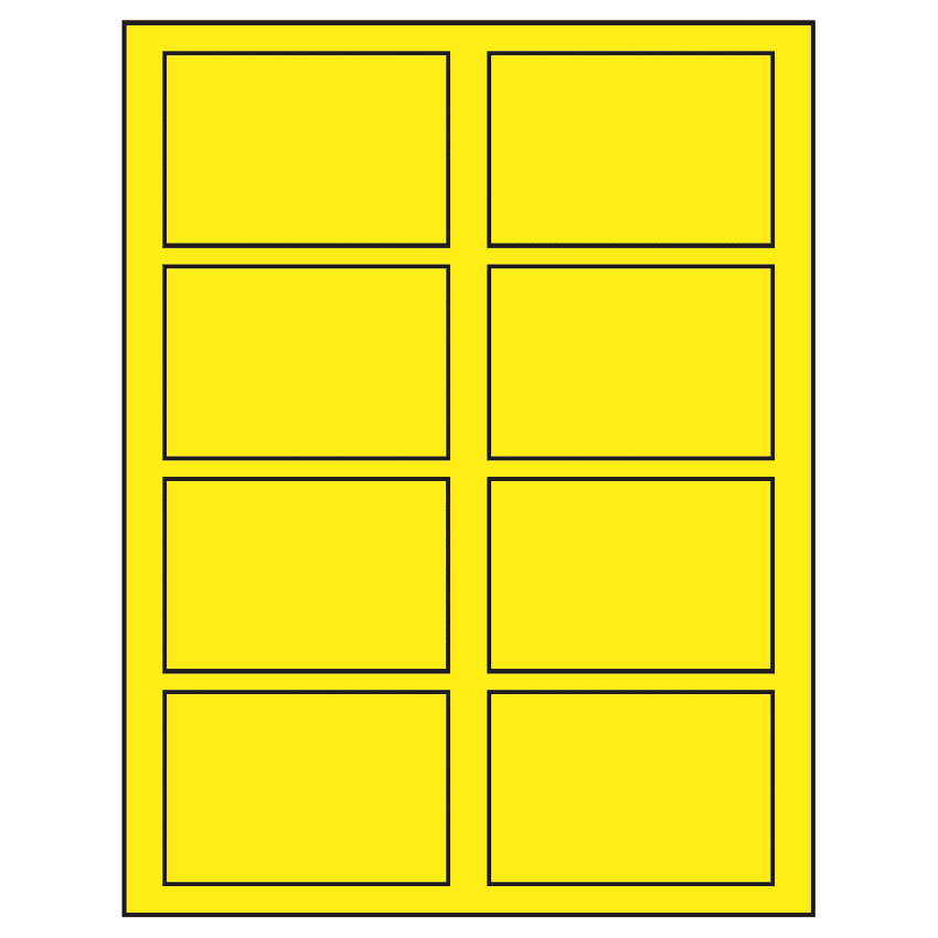3.5" x 2.375" Fluorescent Yellow Rectangular Sheet Labels