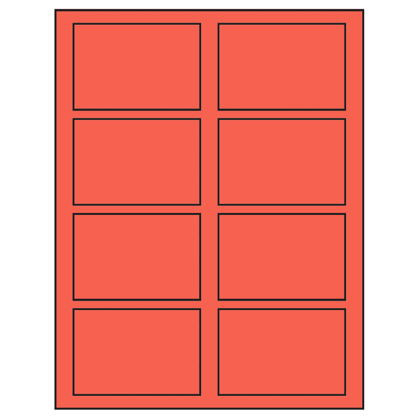 3.5" x 2.375" Red Rectangular Sheet Labels