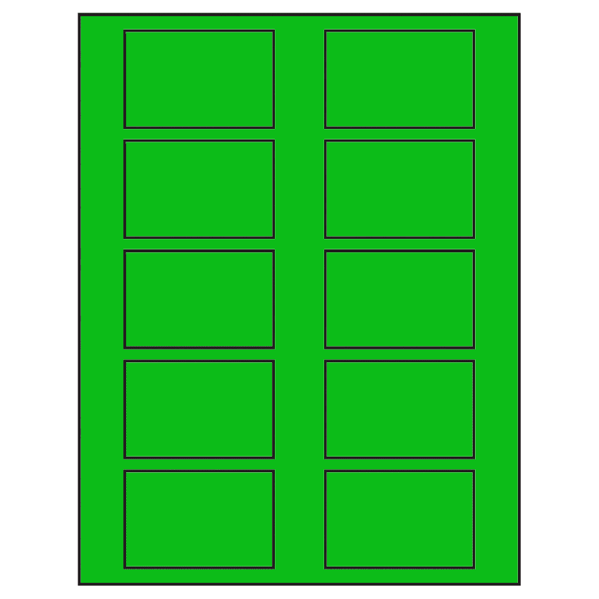 2.875" x 1.875" Fluorescent Green Rectangular Sheet Labels