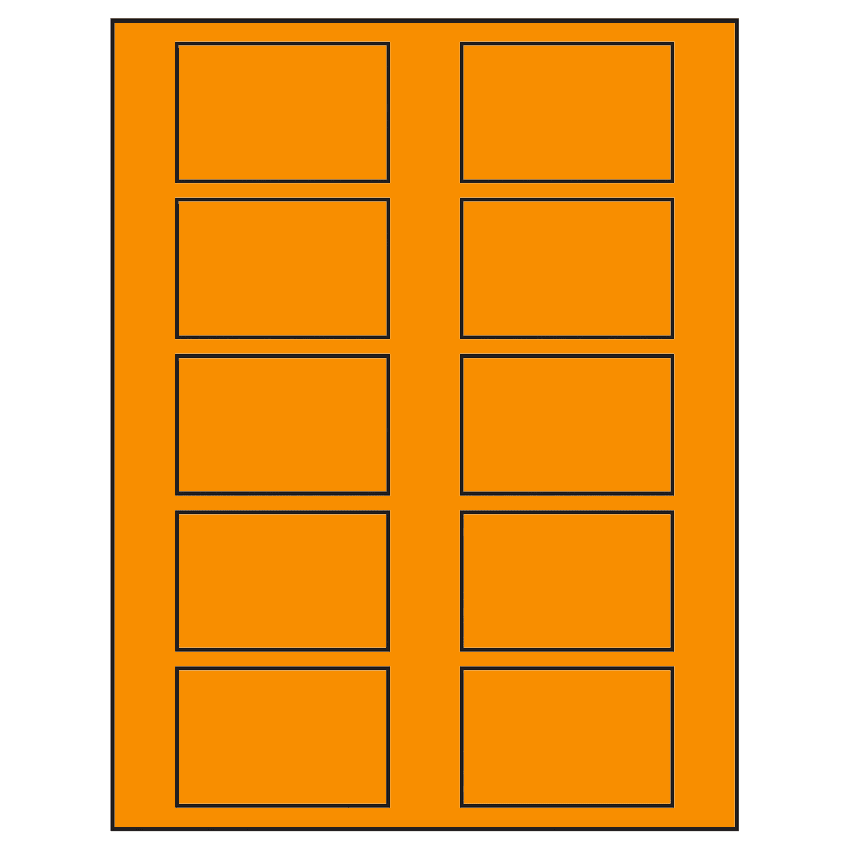 2.875" x 1.875" Fluorescent Orange Rectangular Sheet Labels