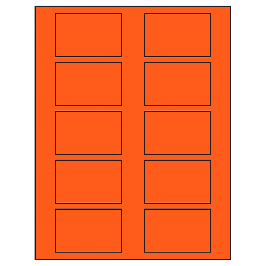 2.875" x 1.875" Fluorescent Red Rectangular Sheet Labels