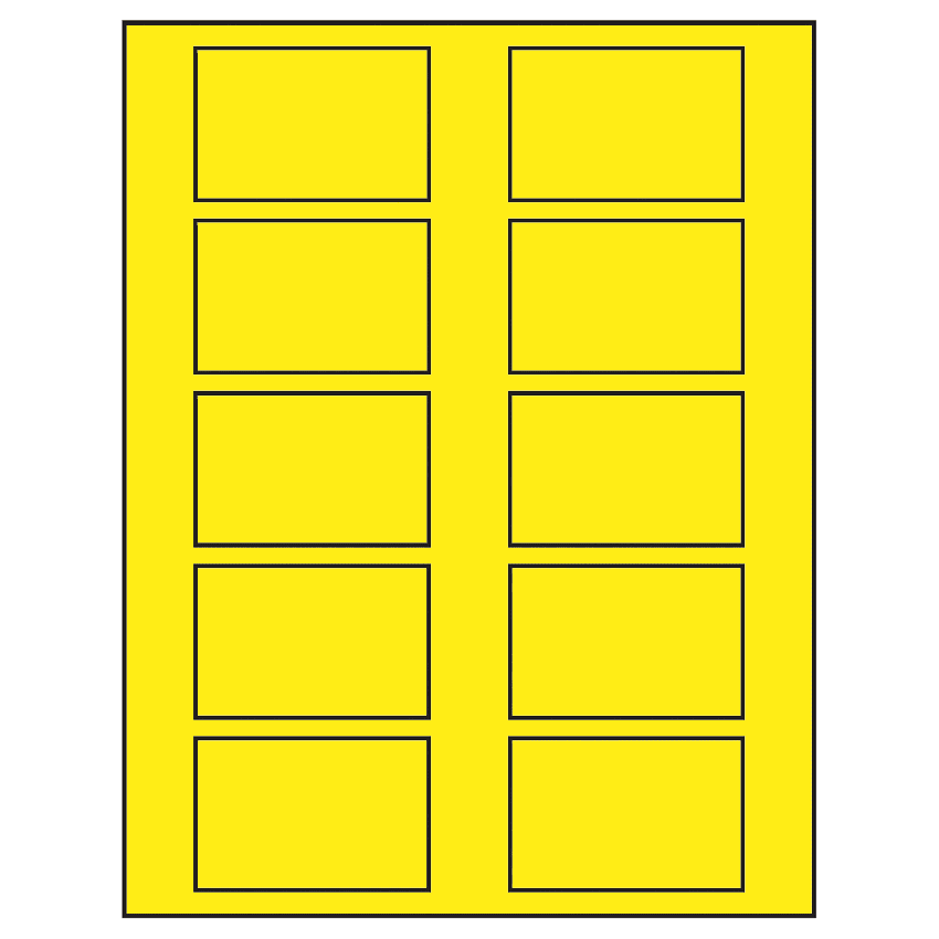 2.875" x 1.875" Fluorescent Yellow Rectangular Sheet Labels
