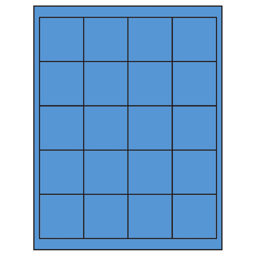 2" x 2" Fluorescent Blue Square Sheet Labels