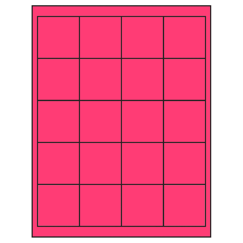 2" x 2" Fluorescent Pink Square Sheet Labels