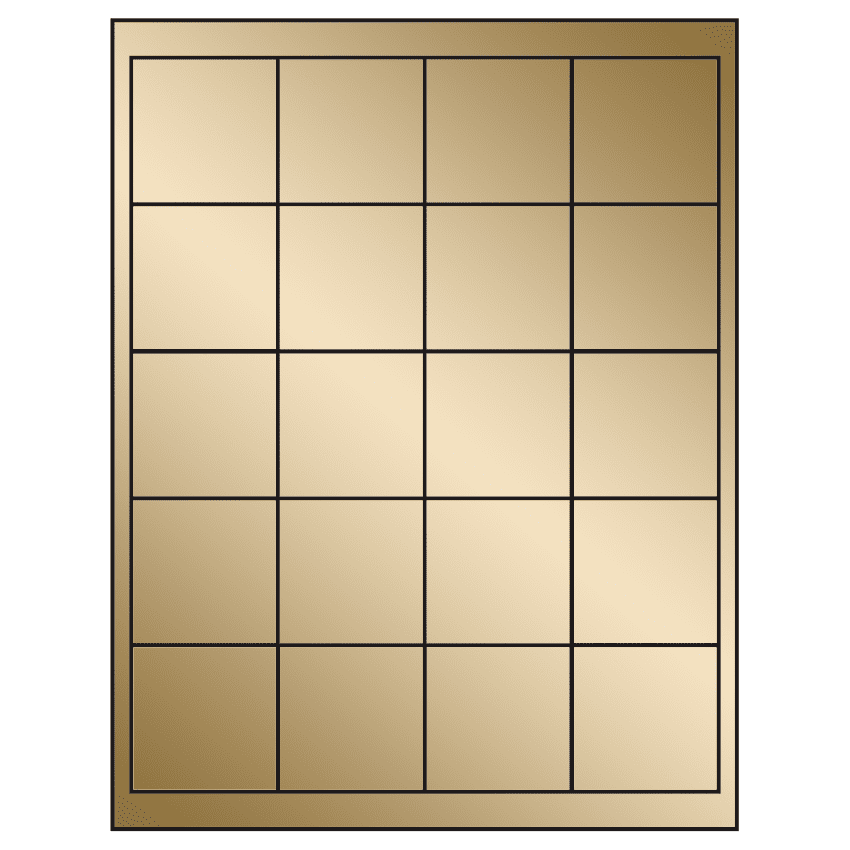 2" x 2" Gold Foil Square Sheet Labels