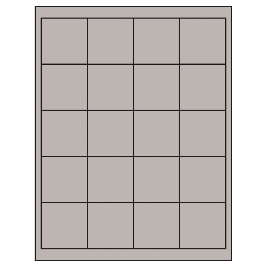 2" x 2" Gray Square Sheet Labels