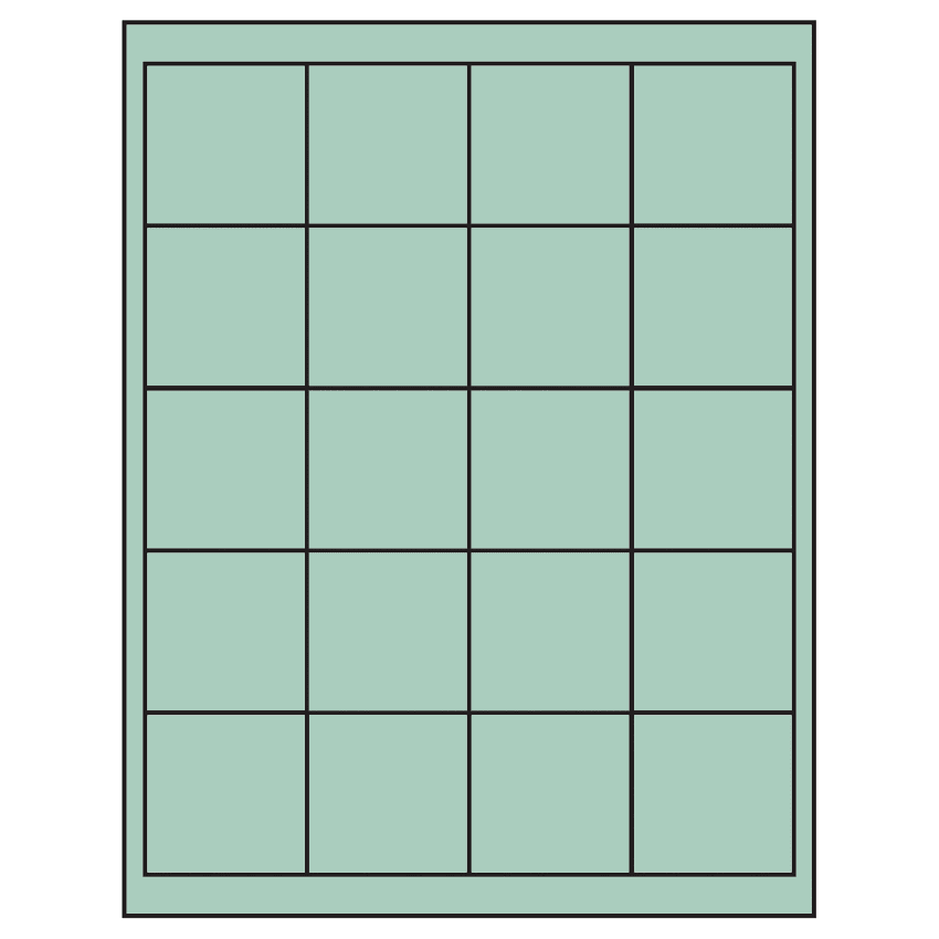 2" x 2" Pastel Green Square Sheet Labels