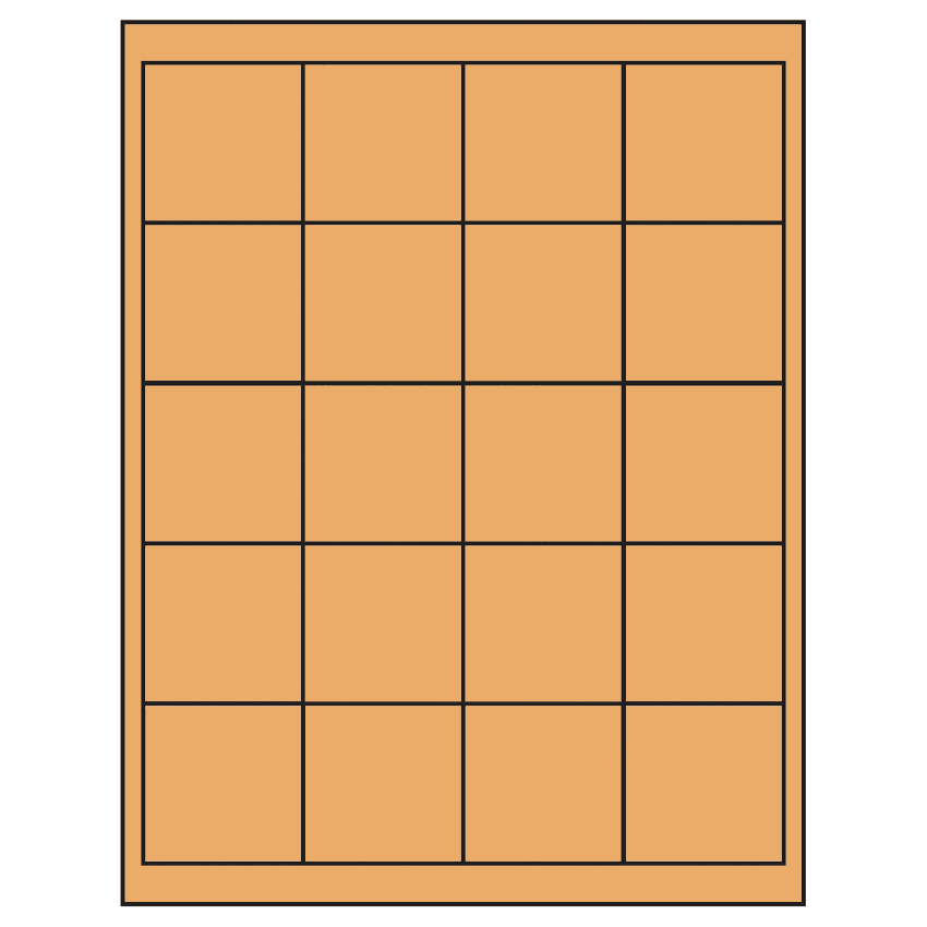 2" x 2" Pastel Orange Square Sheet Labels