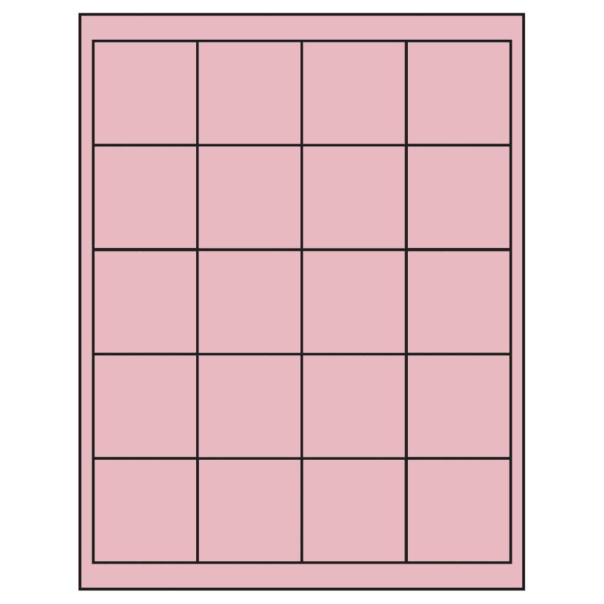 2" x 2" Pastel Pink Square Sheet Labels