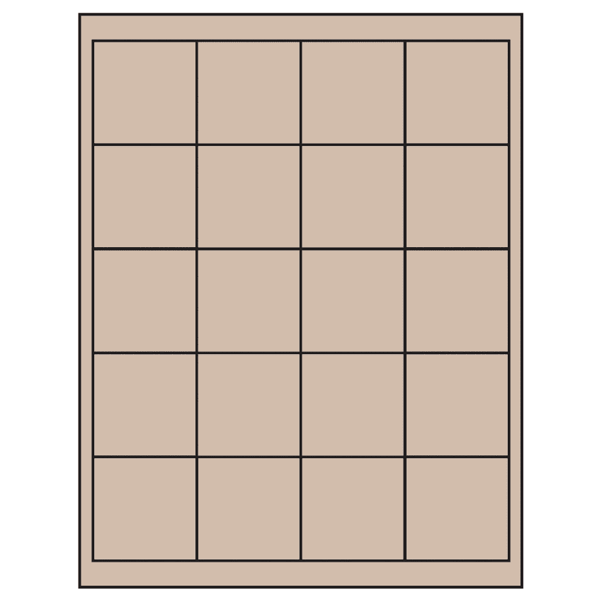 2" x 2" Pastel Tan Square Sheet Labels