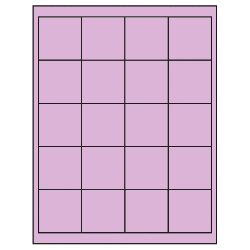 2" x 2" Pastel Purple Square Sheet Labels