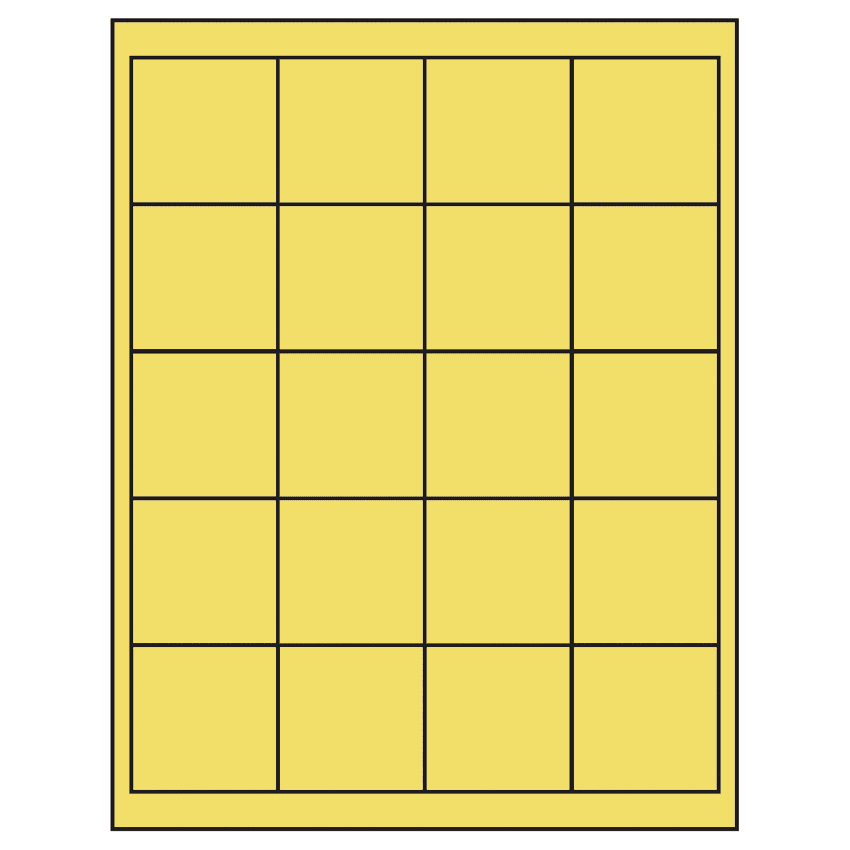 2" x 2" Pastel Yellow Square Sheet Labels