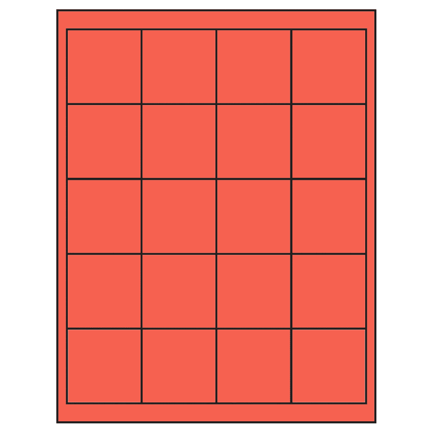 2" x 2" Red Square Sheet Labels
