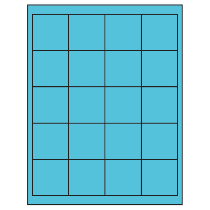2" x 2" Turquoise Square Sheet Labels
