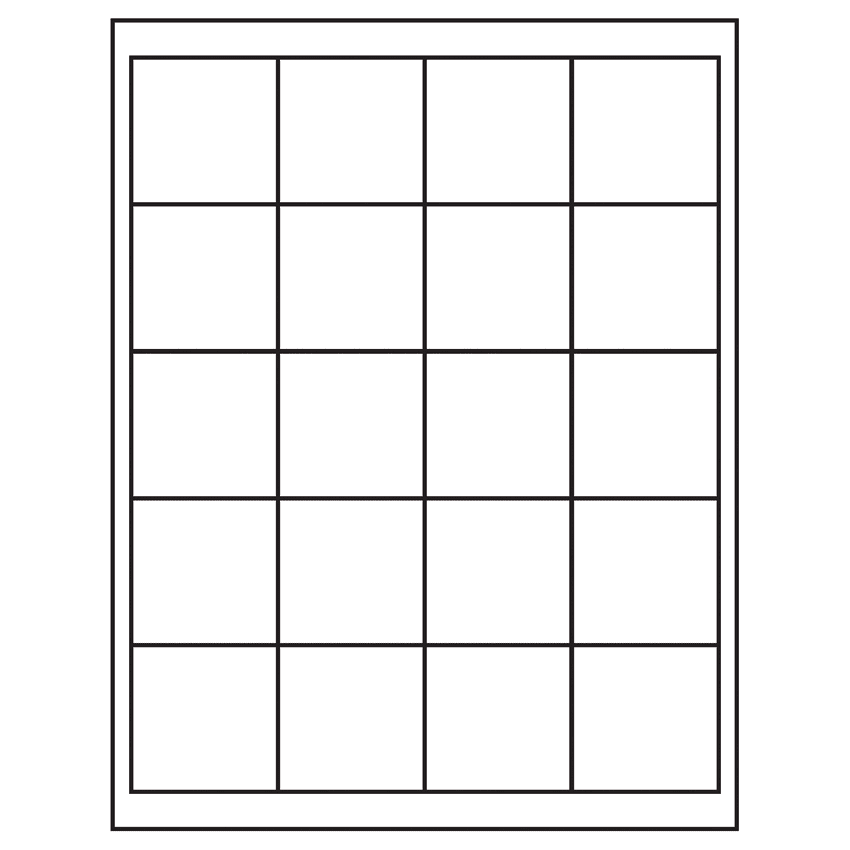 2" x 2" White Polyester Square Sheet Labels