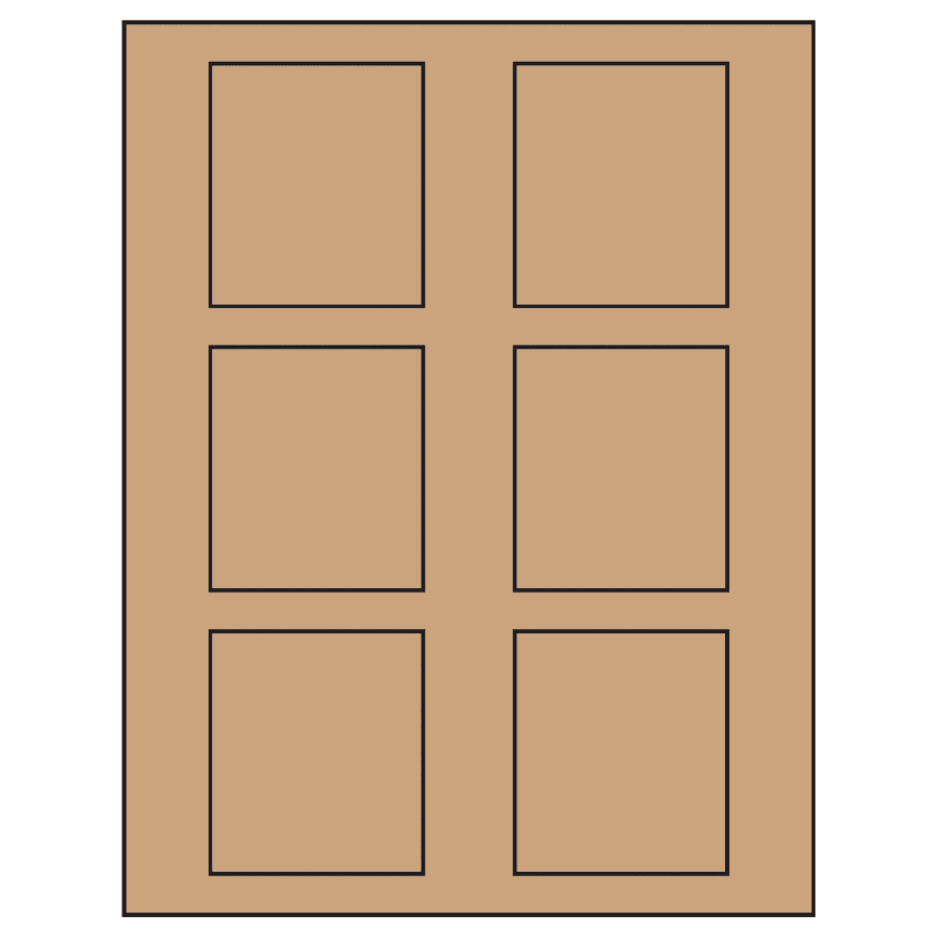 2.625" x 3" Brown Kraft Rectangular Sheet Labels