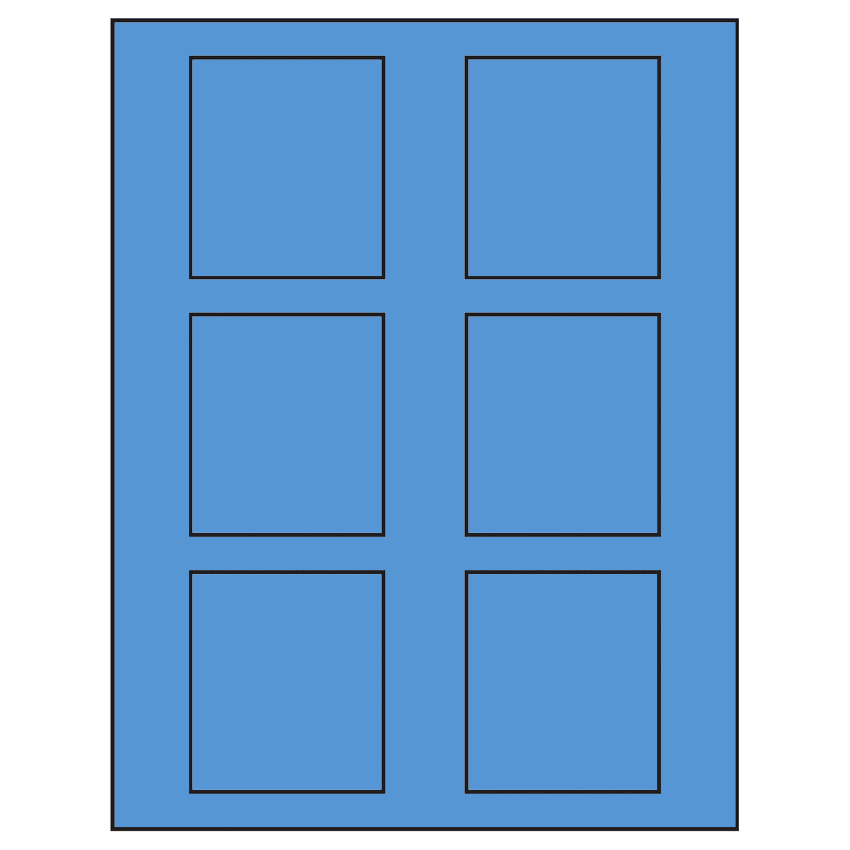 2.625" x 3" Fluorescent Blue Rectangular Sheet Labels