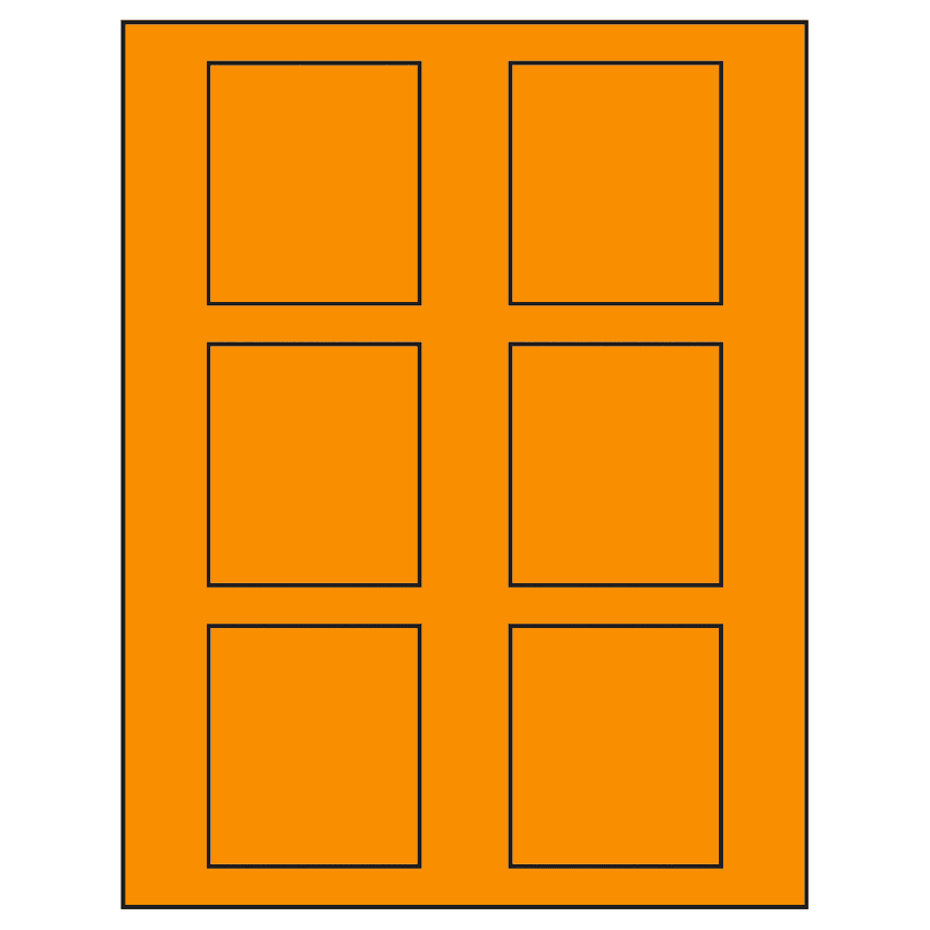 2.625" x 3" Fluorescent Orange Rectangular Sheet Labels