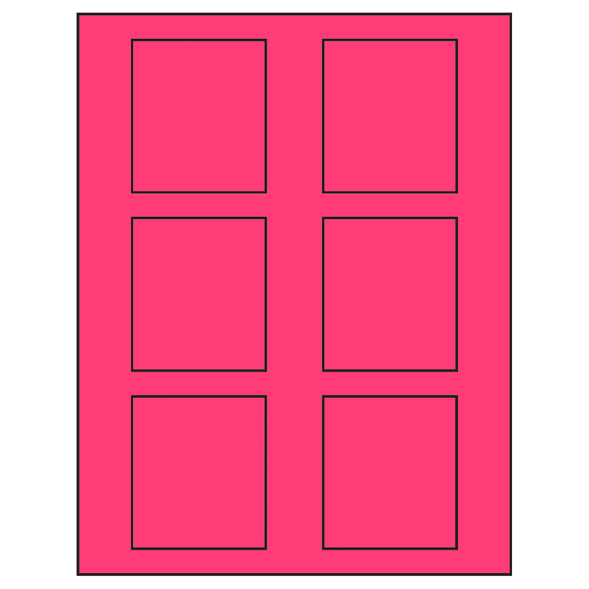 2.625" x 3" Fluorescent Pink Rectangular Sheet Labels