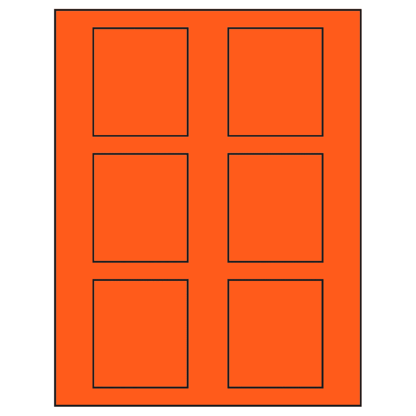 2.625" x 3" Fluorescent Red Rectangular Sheet Labels