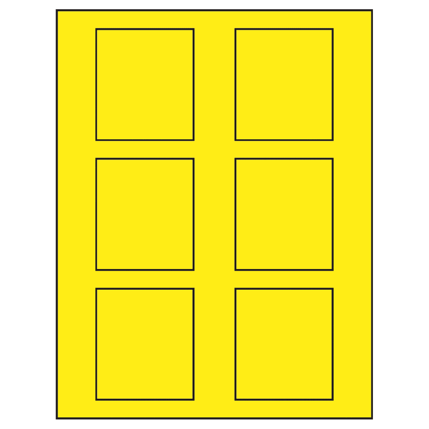 2.625" x 3" Fluorescent Yellow Rectangular Sheet Labels