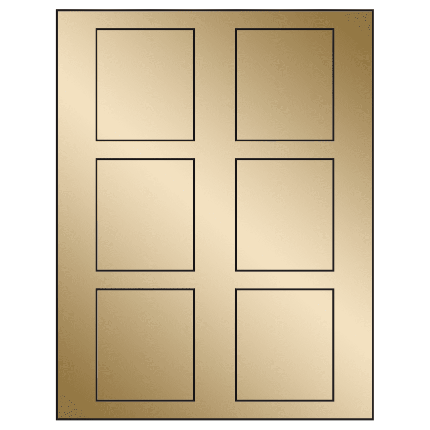 2.625" x 3" Gold Foil Rectangular Sheet Labels