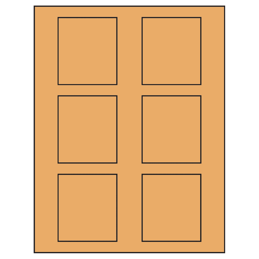 2.625" x 3" Pastel Orange Rectangular Sheet Labels