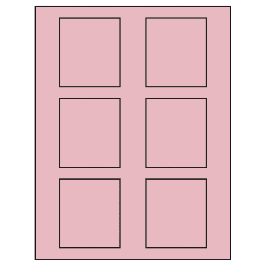 2.625" x 3" Pastel Pink Rectangular Sheet Labels