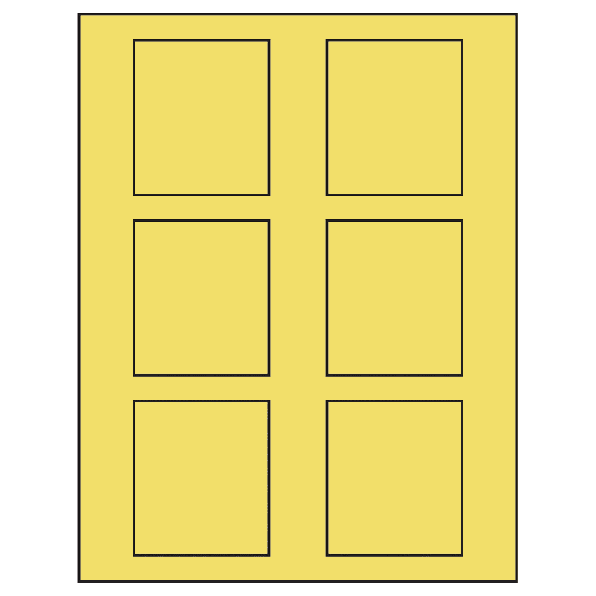 2.625" x 3" Pastel Yellow Rectangular Sheet Labels
