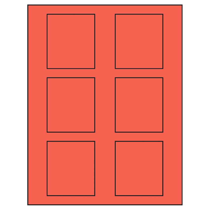 2.625" x 3" Red Rectangular Sheet Labels