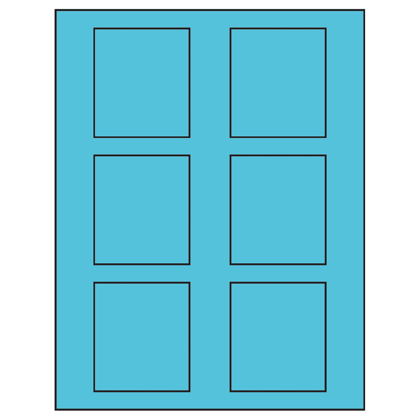 2.625" x 3" Turquoise Rectangular Sheet Labels