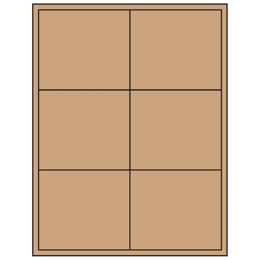 4" x 3.5" Brown Kraft Rectangular Sheet Labels