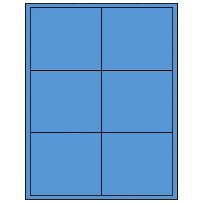 4" x 3.5" Fluorescent Blue Rectangular Sheet Labels