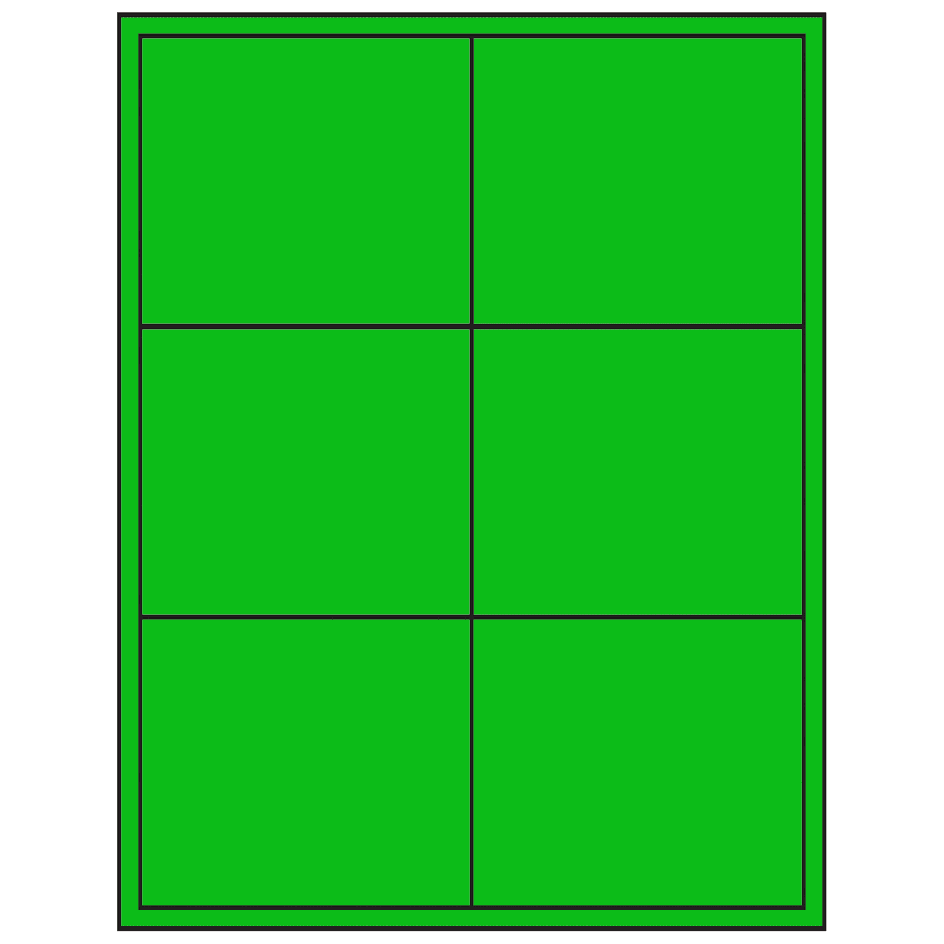 4" x 3.5" Fluorescent Green Rectangular Sheet Labels
