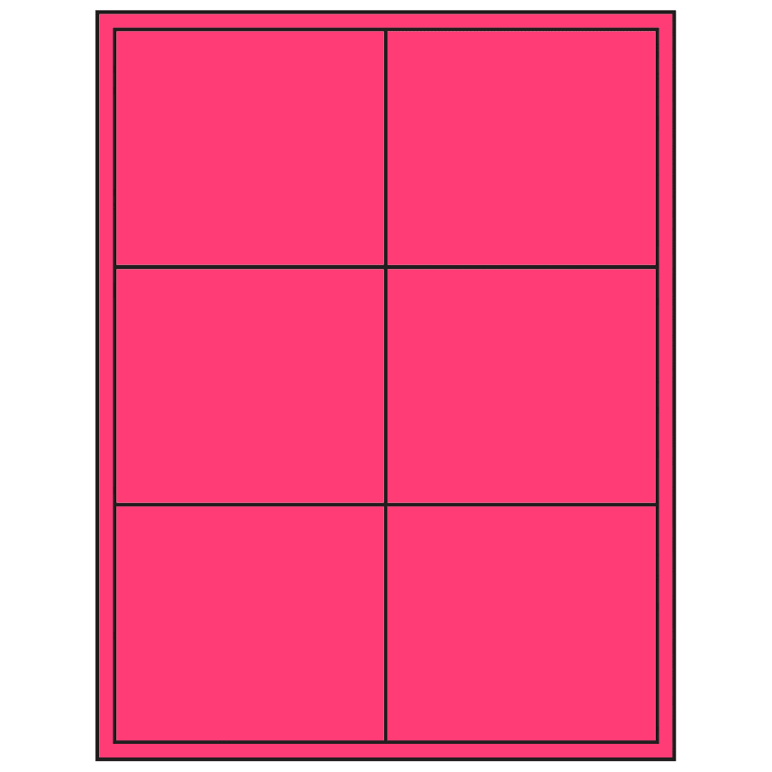 4" x 3.5" Fluorescent Pink Rectangular Sheet Labels