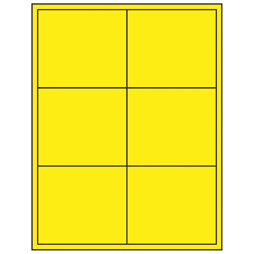 4" x 3.5" Fluorescent Yellow Rectangular Sheet Labels