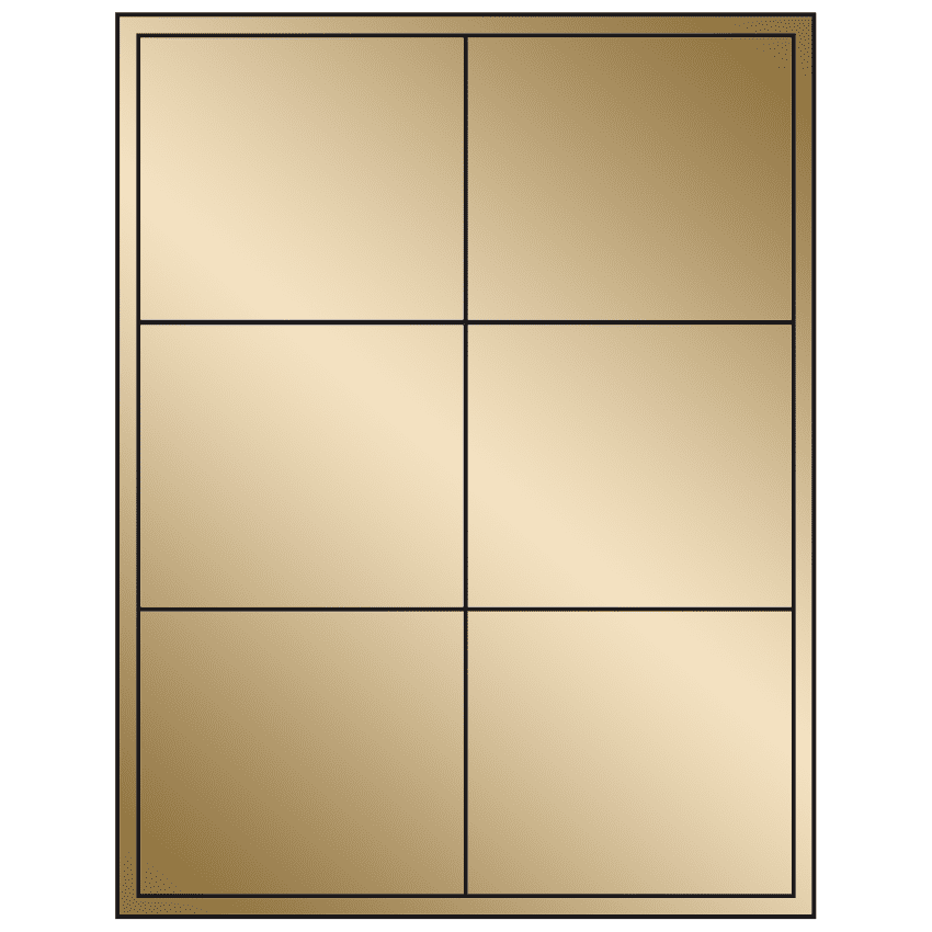 4" x 3.5" Gold Foil Rectangular Sheet Labels