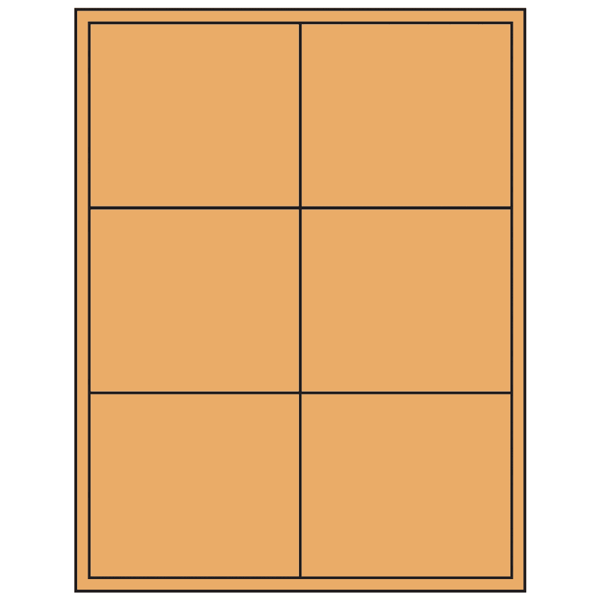 4" x 3.5" Pastel Orange Rectangular Sheet Labels
