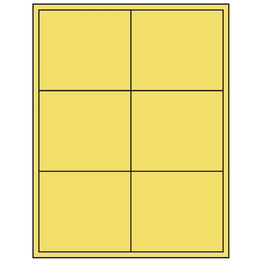4" x 3.5" Pastel Yellow Rectangular Sheet Labels