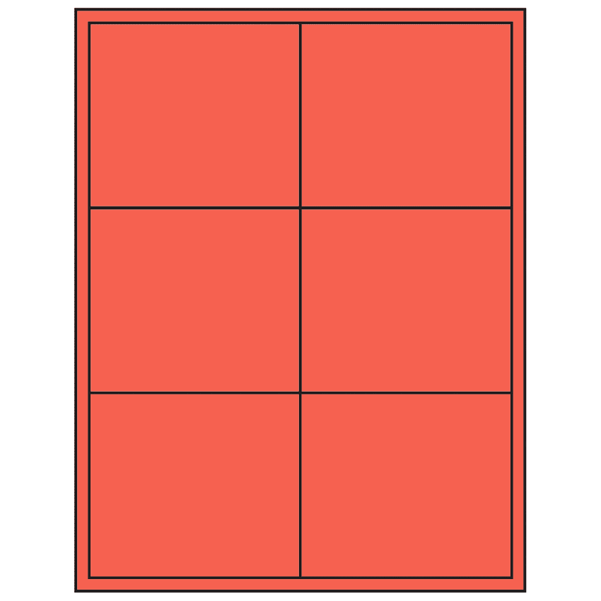 4" x 3.5" Red Rectangular Sheet Labels