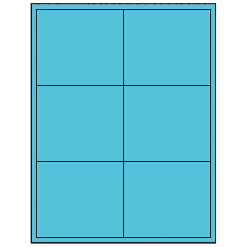 4" x 3.5" Turquoise Rectangular Sheet Labels